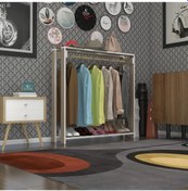 Resim Kenzlife giysi dolabı maksut 135*100*40 crd askılık ayakkabılık Bej 