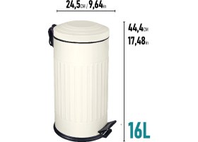 Resim Tr 16 Lt Vintage Serisi Amortisör Kapaklı Krem Çöp Kovası (Banyo - Mutfak - Tuvalet - Balkon) 16 L 