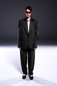 Resim Grey Patchwork Oversize Blazer - Medium 