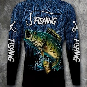 Resim Erkekler için 3D Baskılı Balıkçılık Gömleği - Uzun Kollu Nefes Alabilir, Bas Balığı ve BALIKÇILIK Grafikli, Nem Çeken Dış Aktivite Giysisi 