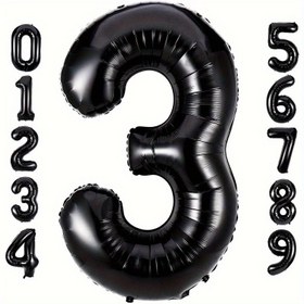 Resim 1 Adet 40.64cm Siyah Folyo Numara Balonu, 0-9 Seçenekleri - Doğum Günü, Yıl Dönümü, Mezuniyet, Oda Dekoru ve Parti Atmosferi Artırma, Cadılar Bayramı Süslemeleri, Noel Süslemeleri İçin İdeal 