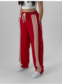 Resim Cocopelli Kadın Şeritli Kırmızı Baggy Pantolon Coc1080 Kırmızı 