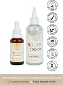 Resim Pure choice cilt aydınlatıcı akne ve siyah nokta karşıtı bakım seti (c vitamini serumu + akne karşıtı tonik) 