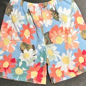 Resim Kadınlar İçin Yazlık Çiçekli Pijama Şortları - Hafif, Bol Kesim, Günlük Plaj & Ev Giyimi, Canlı Beş Noktalı Pantolonlar Elastik Bel Bandı ile, Polyester 