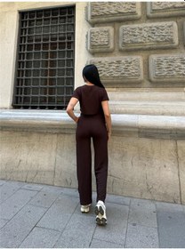 Resim WeShaya Kahve Modal Elastan Bisiklet Yaka Takım Kahve 