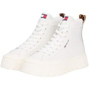 Resim Kadın Leopar Detaylı Platform Tabanlı Bilekli Sneaker - Ekru Ecru 