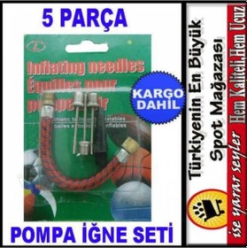 Resim 5 Parça Bisiklet Lastiği Şişirme Pompa Hortumu Top İğnesi Ucu Set 