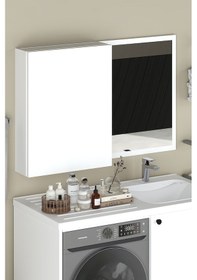 Resim Sany Aynalı Banyo Dolabı, Banyo Üst Dolabı Beyaz 