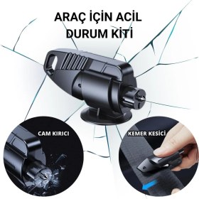 Resim Polham 2in1 Araç Cam Kırıcı ve Emniyet Kemer Kesici, Araç Içi Acil Durum Kiti, Ultra Güçlü Kırıcı ve Kesici 