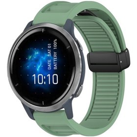 Resim Garmin Venu 2 22mm Katlanabilir Manyetik Toka Silikon Saat Bandı Yeşil 