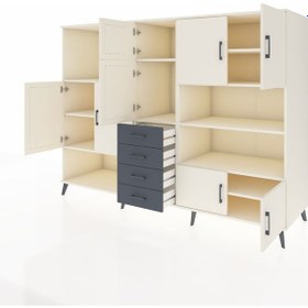 Resim Kronos Dolap 9 Raflı 4 Çekmeceli 8 Kapaklı 220x59x163 Aytaşı-ayta Aytaşı-aytaşı/antrasit 