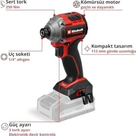 Resim NY Home Professional Akülü Darbeli Somun Sıkma Tp-Cı 18/250-C Li Bl-Solo Power X- (18 V, 250 Nm Tork Seviyesi, 1000 Nm Serbest Bırakma Torku, Kömürsüz, Harici Kare Uç Soketi) 