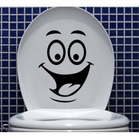 Resim Klozet Banyo Sticker Komik Resim 3 Siyah 