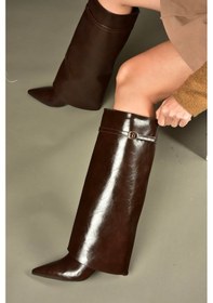 Resim Fox Shoes V820141860 Kahverengi Rustik İnce Topuklu Kadın Çizme Kahverengi 