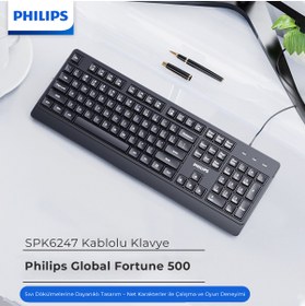 Resim Philips SPK6247 Kablolu Türkçe Q Klavye Siyah 