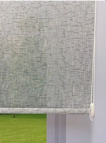 Resim Çift Mekanizmalı Gri Çizgili Desenli Tül Ve Gri Stor Perde - İthal Mat Polyester Gri 