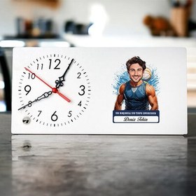 Resim Karikatürlü Erkek Su Topu Oyuncusu Masa Saati 