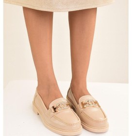 Resim Rugan Toka Detay Kadın Loafer Bej 