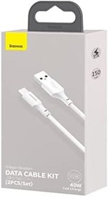 Resim Baseus Wisdom Usb Type-c 40w Şarj Usb Şarj Kablosu 2adet Set 1.5metre-beyaz 