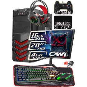 Resim Warbox Owl 16GB Ram X5650 Işlemci 256GB SSD 250GB HDD R7 240-4GB E.kartı 20" Monitör Gaming Takım Bilgisayar 