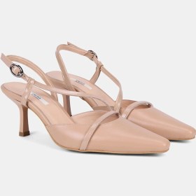 Resim Desa Kadın Ten Slingback Sivri Burunlu Ince Topuklu Deri Stiletto 