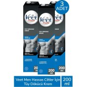 Resim Seddar Collection Veet Men Hassas Ciltler Için Tüy Dökücü Krem 200 ml 3 Adet 