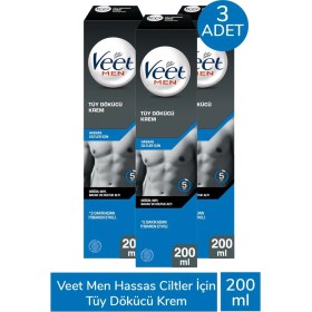 Resim Seddar Collection Veet Men Hassas Ciltler Için Tüy Dökücü Krem 200 ml 3 Adet 