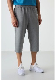 Resim Joma Tommy Lıfe Gri Melanj Pamuklu Yumuşak Dokulu Standart Fit Nakışlı Erkek Kapri - 83102 GRİ 