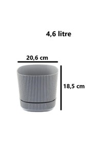 Resim Omnipazar Krs-244 Pera Kare Dekoratif Kaktus Sukulent Saksı 4,6 Litre No 4 Gri 