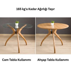 Resim Samyeli Masa Ayağı - 3 Ayaklı - Meşe / Cam Masa Tablası Kaydırmaz Silikon 