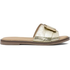 Resim Mammamia D25yt-1105 Kadın Hakiki Deri Düz Terlik Altın Altın 