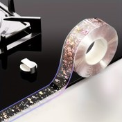Resim 1 Rulo - Şık Çiçekli Su Geçirmez Silikon Bant, Beyaz Altın Vurgularla - Mutfak Tezgahları, Ocak Kenarları, Lavabo ve Tuvalet Boşlukları için Nem Dirençli Dikiş Stickerı - Hediye Paketleme ve Ev Dekoru için İdeal 