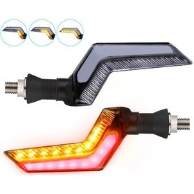 Resim Sarı-Kırmızı Renk Motosiklet Sinyal Ledi Takımı Kayar DRL Gündüz 