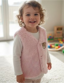 Resim Ercahome tekstil Kız bebek içi %100 pamuk dışı peluş pembe kuzu yelek 