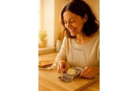 Resim Esmo Home Busstier Yumurta Dilimleyici Pratik Mutfak Aparatı, Eşit Dilimler Için Dayanıklı Metal Telli, Sadece Haşlanmış Yumurta Için Sunum Dilimleme Aleti, Salata ve Kahvaltı Hazırlayıcı 