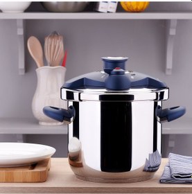 Resim Korkmaz Bella Azura Düdüklü Tencere 7.0 L Gümüş - Mavi 