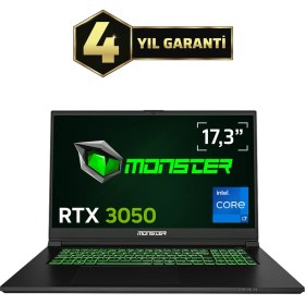 Resim Monster Abra A7 V15.4 Intel Core I7 13700H 16GB 500GB Rtx 3050 Freedos 17,3" 144 Hz Oyun Bilgisayarı 