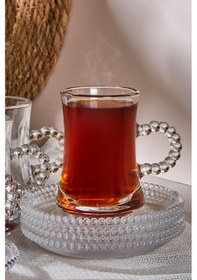 Resim Perotti Pearl 12 Parça Boncuklu Cam Çay Takımı 180 Ml Çay Seti 