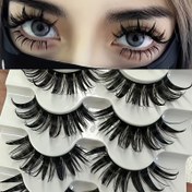 Resim 5 Çift Karikatür Kirpik, Islak Görünüm, Japon Cosplay, Sivri Kirpikler, 16mm Kalın Yapay Vizon Bebek Kirpik Uzatma Seti 
