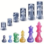 Resim Silikon Satranç Parçası Reçine Kalıpları Seti - Epoxy Döküm Kalıpları için DIY 3D Kral ve Kraliçe Satranç Figürleri, Yeniden Kullanılabilir Zanaat Kalıpları için Reçine Sanat 