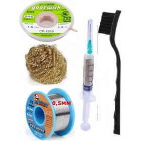 Resim Mechanic/ Lehim Sn63/pb37 40g 0,5mm Havya Ucu Temizleme Teli Lehim Toplama Cp-1515 Emme Teli 1,5mm Set02 