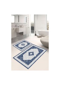 Resim Dijital Baskı Klasik Kaymaz Taban 2li Set Banyo Paspası Klozet Takımı 50x60cm-60x100cm Mavi 
