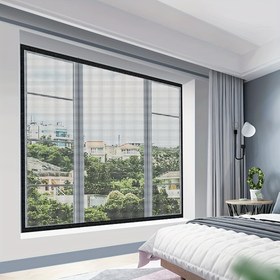 Resim Kancalı ve halkalı kendinden yapışkanlı ekran örgüsü sivrisinek ve toz geçirmez nano görünmez pencere perdesi kancalı ve halkalı ev tipi basit gazlı perdeler delme gerektirmez 