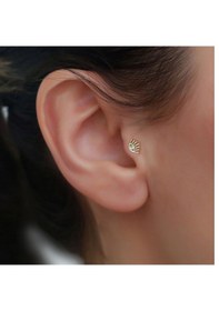 Resim 14 Ayar Altın Kirpik Göz Tragus Piercing Sarı 