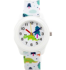 Resim Sevimli Dinazor Figürlü Çocuk Saati Beyaz Renk Analog St-304405 Beyaz 