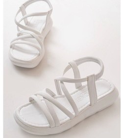 Resim 841-841 Beyaz Lastikli Günlük Kadın Sandalet Beyaz 