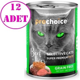 Resim ProChoice Seçici Kediler için Sığır Etli ve Ciğerli Tahılsız Ezme Kedi Konservesi 12 x 400 G 