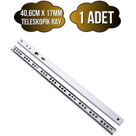 Resim Teleskobik 17mm Çekmece Rayı Gömme Bilyeli İnce Ray 17mm 40,6cm 1 Takım Krom Çok Renkli 