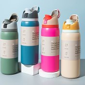 Resim 24oz Paslanmaz Çelik İzoleli Pipetli Su Matarası, BPA İçermeyen Spor Hidrasyon Termosu Erkek ve Kadınlar için, Sıcak & Soğuk İçecekler için Taşınabilir Kahve Bardağı, Kamp, Yürüyüş, Sürüş ve Açık Hava Aktiviteleri için Sızdırmaz Kapaklı Seyahat Kupası, Dayanıklı Tumbler Çok Renk Seçeneği 