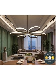 Resim Levent Model Siyah Kasa Plafonyer 3 Renkli Ledli Avize 60 Cm 